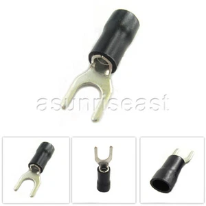 500 × Black 14-12AWG #8 Stud Insulated Spade Fork Terminals Connector SV3.5-4S - Picture 1 of 4