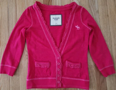 Vintage Women teen Abercrombie & Fitch cardigan sweatshirt pink Y2K 100% Cotton - Image 1 of 4