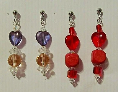 Pendientes Rosa y Púrpura O Preciosos Rojos U-Pick Foto 1 de 4