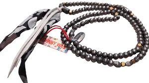 Johnny Was Dark Silver Ball & Silver bead necklace. Material & leather Accent - Bild 1 von 11