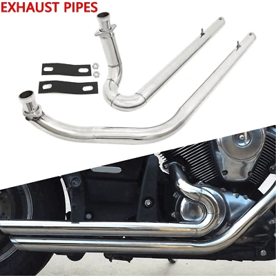 Chrome Shortshots Staggered Exhaust Pipes For Kawasaki Vulcan 900 S VN900 EN900 - Image 1 of 4