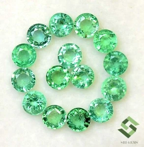 Lotto taglio rotondo 3 mm smeraldo naturale 15 pezzi 1,51 CTS Zambia pietre preziose sfuse - Foto 1 di 6
