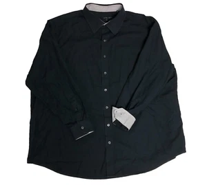 Synrgy Mens Button Up Shirt Black 2XL White Flip Cuff Waffle Pattern 100% Cotton - Picture 1 of 13