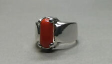 Red Coral / Munga Moonga Sterling Silver 925 Astrological Purpose Ring For Men