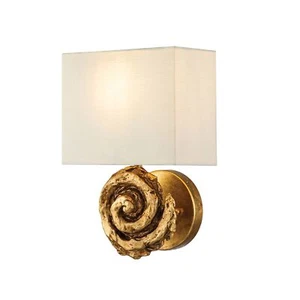 Wandlampe Stoffschirm Modern H: 31,8 cm in Blattgold Weiß Wandleuchte Flur - Bild 1 von 7