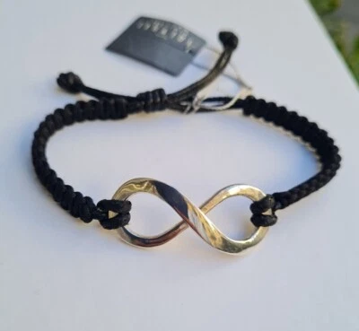 Bracciale Nero con Simbolo Infinito tridimensionale in Argento925 Handmade - Immagine 1 di 3