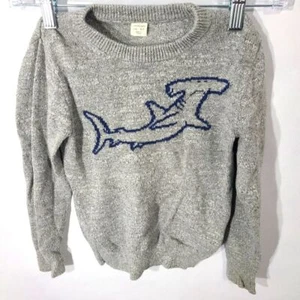 Crewcuts Kids Boys Size 6/7 Sweater Gray Top with Shark Crew Neck Long Sleeve - Picture 1 of 6
