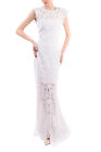 RRP €540 RACHEL ZOE Lace Trumpet Wedding Dress Size US 0 XS Open Back Cap Sleeve