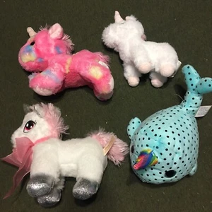 Lot of 11 Unicorn and Rainbow Style Plush Animals Whale Horse Rabbit Owl Marsh - Picture 1 of 2