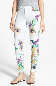 HUE U14331 White Floral Vine Comfort Stretch Jean Skinny Leggings - $98 - Picture 1 of 5