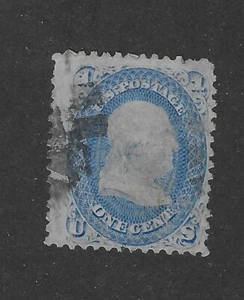 US Scott # 63a, One Cent Ultramarine, Franklin,1861, ss, scv. 1900 $ - Bild 1 von 2