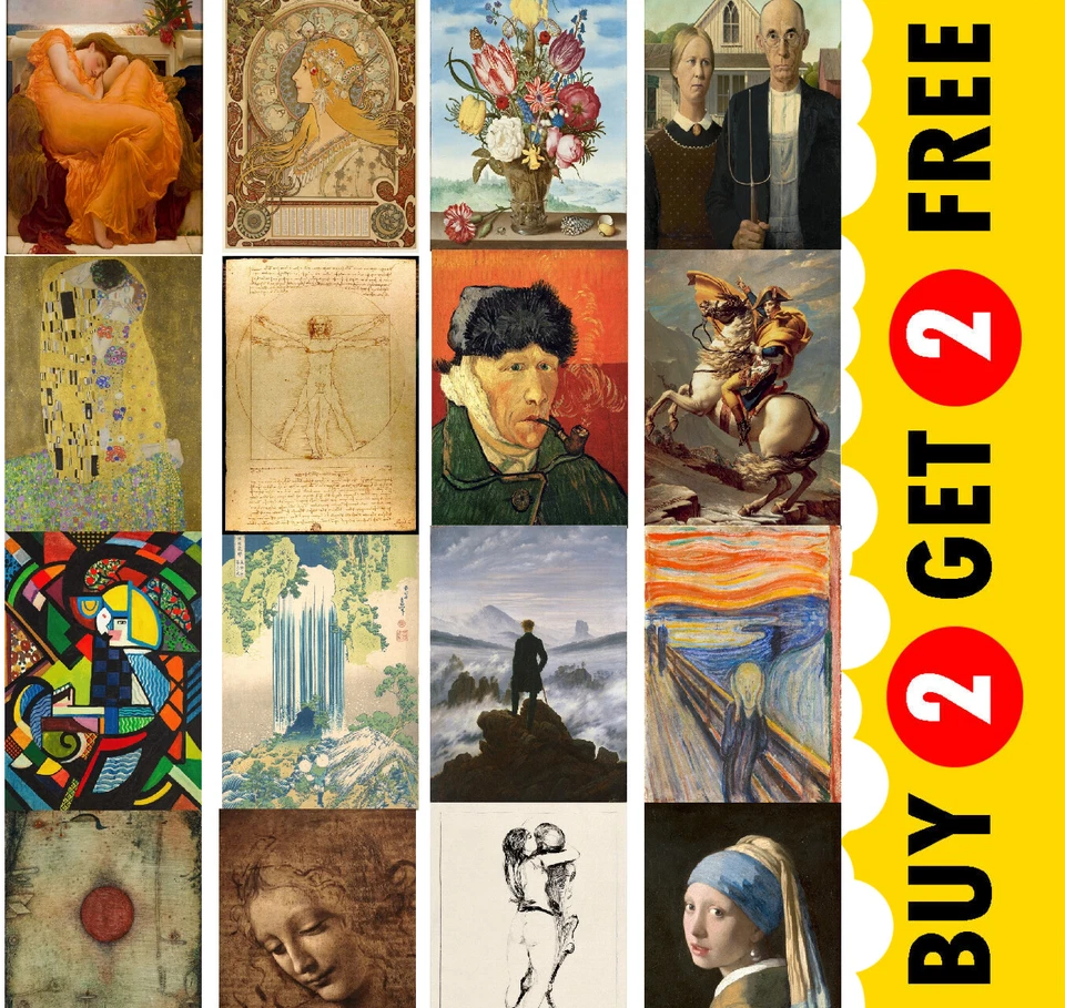 Famous Painters Prints Classic Painting Art Posters A5 A4 A3 Home Decor Wall Art - Image 1 of 2