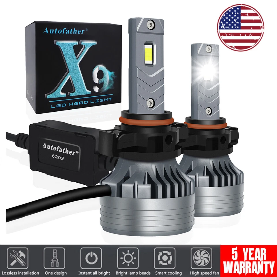 2X LED Headlight Kit 5202 6000K White Fog Lights Bulbs for GMC Yukon 2007-2016 Foto 1 de 4