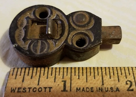 1 Vintage Antique Iron Metal Small Slide Lever Cabinet Window Ornate Latch Cover