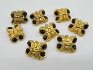 8 Piezas Botones Tono Dorado con Piedras Pulidas Negras Vástago 28mm x 23mm Abrigo - Imagen 1 de 4