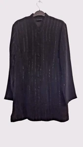 Gorgeous Black Sparkly Long Over Shirt or Jacket from Alexon - Size 8 - BNWOT! - Picture 1 of 6
