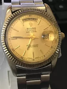 Reloj Sicura 37mm 17 Joyas Palanca Completa Presidente Automático Suizo Hombre (Lote1885) - Imagen 1 de 11