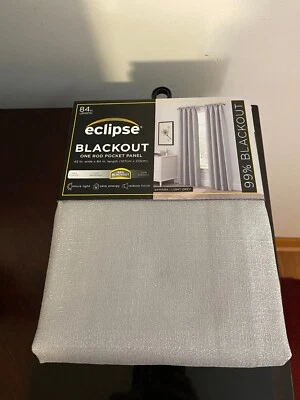 NEW ECLISPE SAMARA BLACKOUT ROD POCKET SINGLE CURTAIN PANEL 42x84 LIGHT GRAY - Image 1 of 4