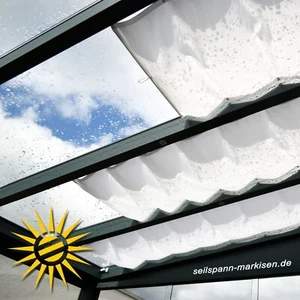 Falt-Sonnensegel weiss 375x95 Metall Set Innenbeschattung Glasdach Wintergarten - Bild 1 von 12