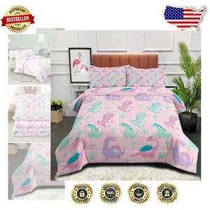 Kids Full Size Dinosaur Comforter Set - Cute Cartoon Bedding for Playful Rooms - Picture 1 of 8