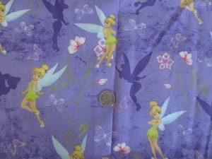 4694. Disney TINK FLOWER SILHOUETTES 2014 COTTON FABRIC - 43.5" x 2 yds. - Picture 1 of 3