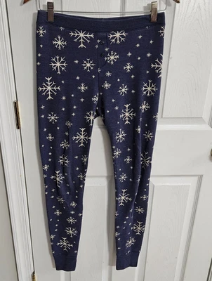 Mujer Antiguo Azul Marino Tejido Térmico Pijama Leggings PJ Parte Inferior Azul Marino Copo de Nieve S Pequeño Foto 1 de 4
