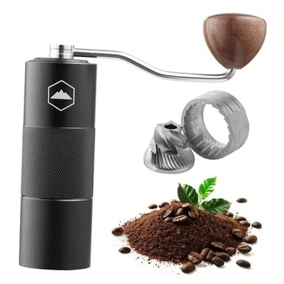  Molinillo de café manual - Manivela portátil con perilla de madera real e inoxidable  Foto 1 de 4