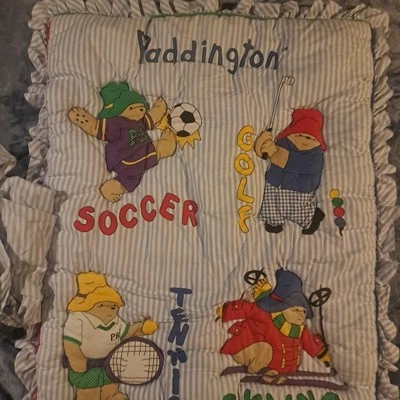 Edredón de cuna vintage 1991 NoJo Paddington Bear con sábana Foto 1 de 4