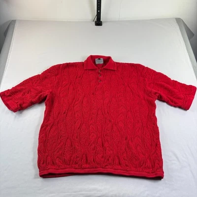 Vintage COOGI Sweater Mens 3XL Red Knit Short Sleeve Cotton Hip Hop Grandpa - Image 1 of 4