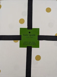 New! Kate Spade Tablecloth - Elegant Holiday Gold Dots on Ivory 60" X 120" - Picture 1 of 3