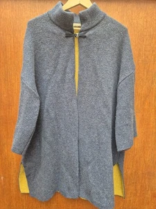 Cárdigan Largo Chiaramente Mezcla Lana Azul Talla M Hecho en Italia - Imagen 1 de 9