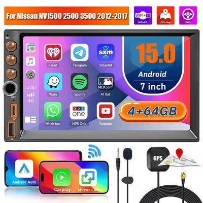 4-64G For Nissan NV1500 2500 3500 2012-2017 Android 13 Carplay Stereo Radio GPS Foto 1 de 4
