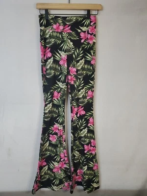 No Boundaries Juniors Floral Bell Bottom Leggings Stretch Flared Size Small - Image 1 of 4