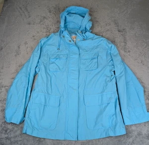 Womens Talbots Petites Sky Blue Full Zip Hooded Jacket Windbreaker Pockets Large - Picture 1 of 11