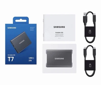 Samsung T7 2TB Portable SSD 1050MB/s USB 3.2 Gen 2 Water & Dust Resistant - Image 1 of 2