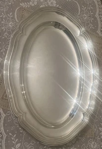 Antique German Sliver Tray Floreat Alpaca Silber Oval Silbertablett 41cm x 28cm - Picture 1 of 13