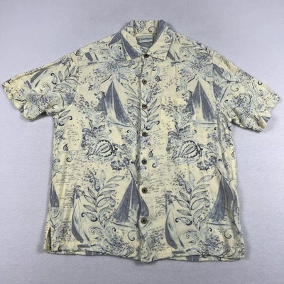 Caribbean Floral Hawaiian Beach Shirt Yellow 100% Rayon Men’s Size Medium - Image 1 of 4