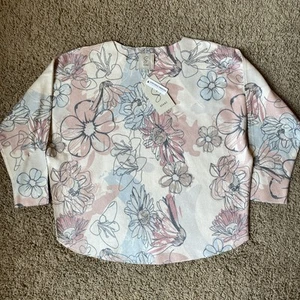 SIONI Sweater Women's Large Pullover Top Cream Floral Pattern NWT - Picture 1 of 5