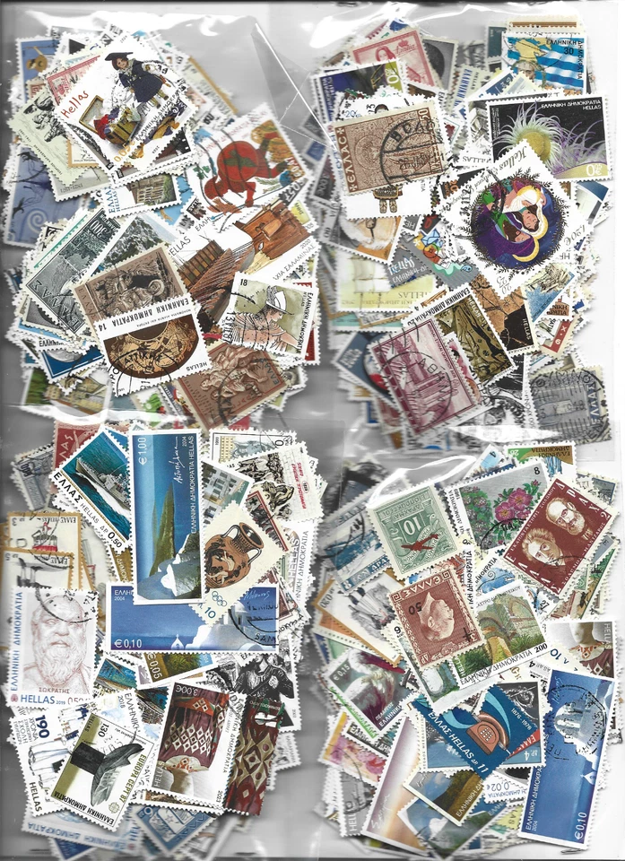 GREECE 4X 250 USED DIFFERENT STAMPS LOT=1000 STAMPS   [it is not 1000 different] - image 1 of 3