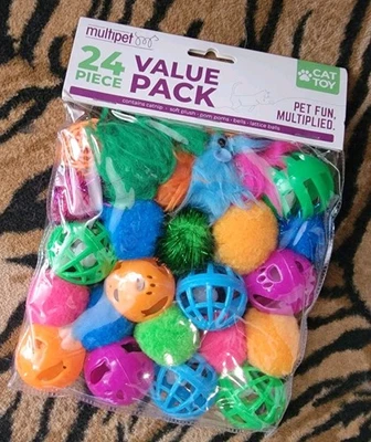 Multipet 24-Piece Cat Kitten Toy Balls Set Each - Image 1 of 2