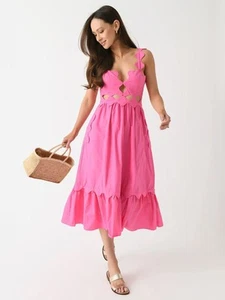 NWOT Farm Rio Pink Cut-Out Organic Cotton Midi Dress Size L - Picture 1 of 17