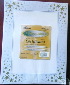 AMPAD Acid Lignin Free Regal Mills 8 x 10 Certificate Paper 100 Sheets Stars NEW - Picture 1 of 4