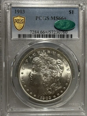 1903 Morgan Silver Dollar $1 PCGS MS66+ CAC BEAUTY RARE GRADE COIN! BOX32-46 - Image 1 of 4