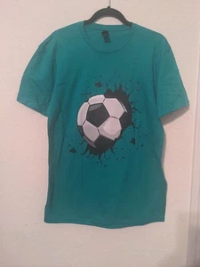 Fußball Grafik Design Erwachsene Größe Grün Kurzarm T-Shirt Größe M Neu ohne Etikett - Bild 1 von 10