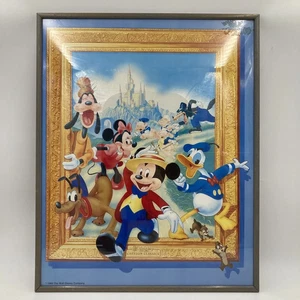 Vintage 1989 Walt Disney Gerahmtes Poster Mickey Mouse Donald Goofy Pluto Kunst - Bild 1 von 16