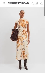Country Road Print Fluid Midi Dress size 10 Brand New With Tags - Picture 1 of 6
