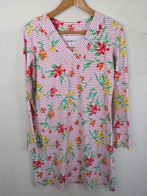 NWOT IBKUL Long Sleeve Dress $128 Stretch Athletic Striped Floral V-Neck Size M - Image 1 of 4