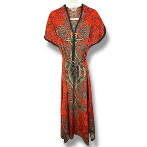 Maxi Vestido Vintage Tailandia 100% Algodón Tailandés Bohemio Hecho a Mano Caftán Mediano - Imagen 1 de 7