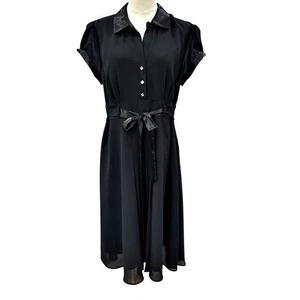 Signature Robbie Bee schwarz Fit Flare Midi Kleid 14 Plissee Wednesday Addams Twee - Bild 1 von 10