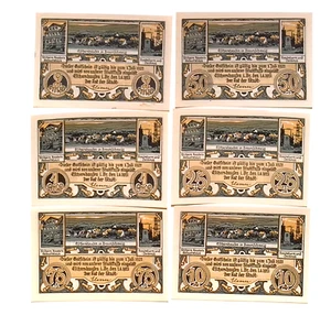 1921 Germany eschershausen full set of 10 25 50 75 100 200 Phennig Notgeld UNC - Picture 1 of 2